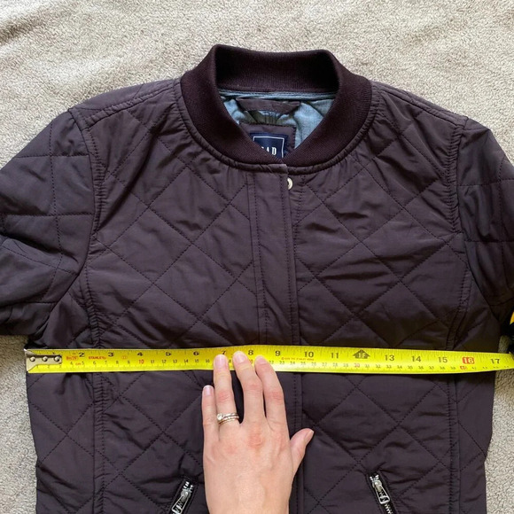 GAP Eggplant Purple Quilted Lightweight Bomber Jacket Size  XS - Picture 9 of 9